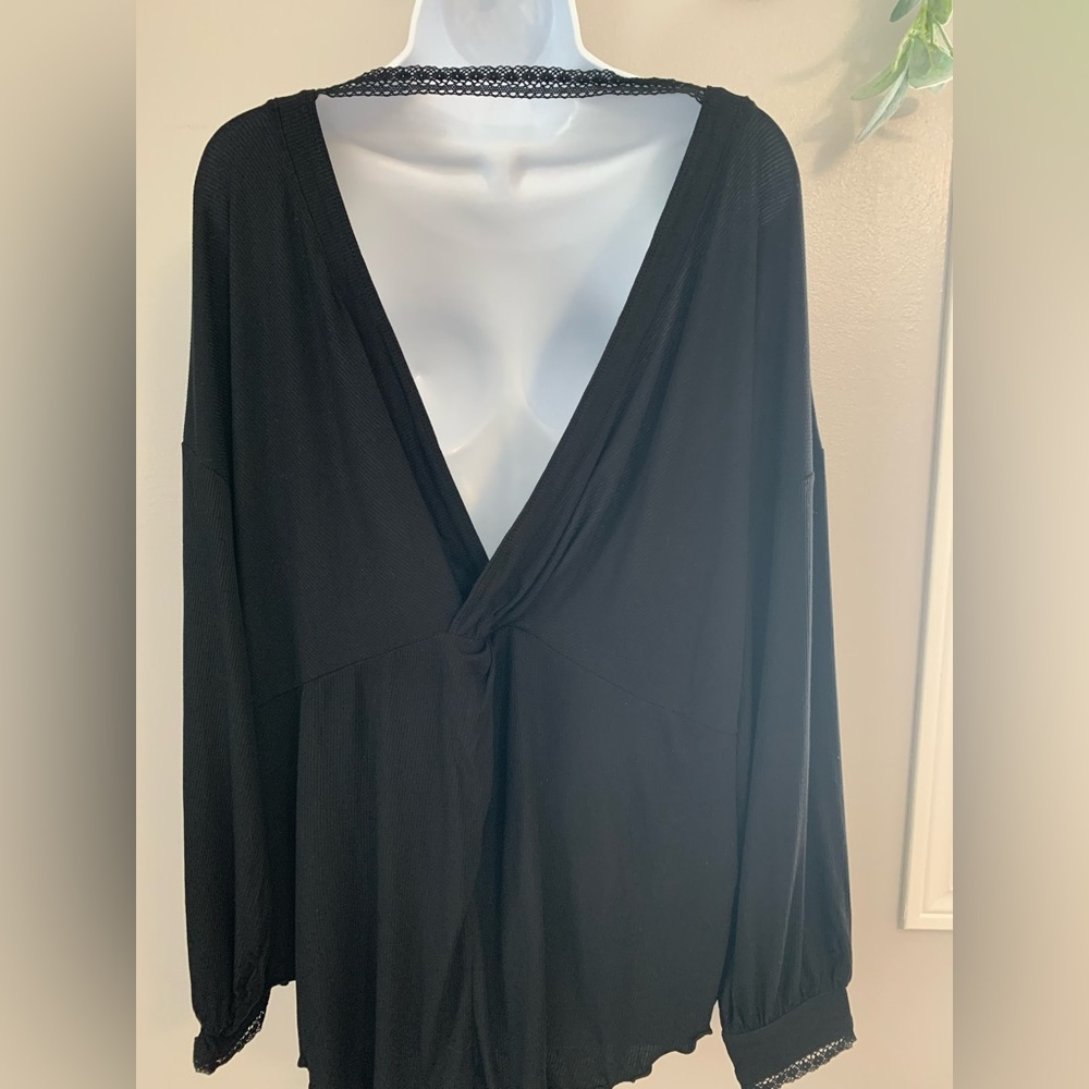 NWT Free People Black Long Sleeve Ribbed Tunic